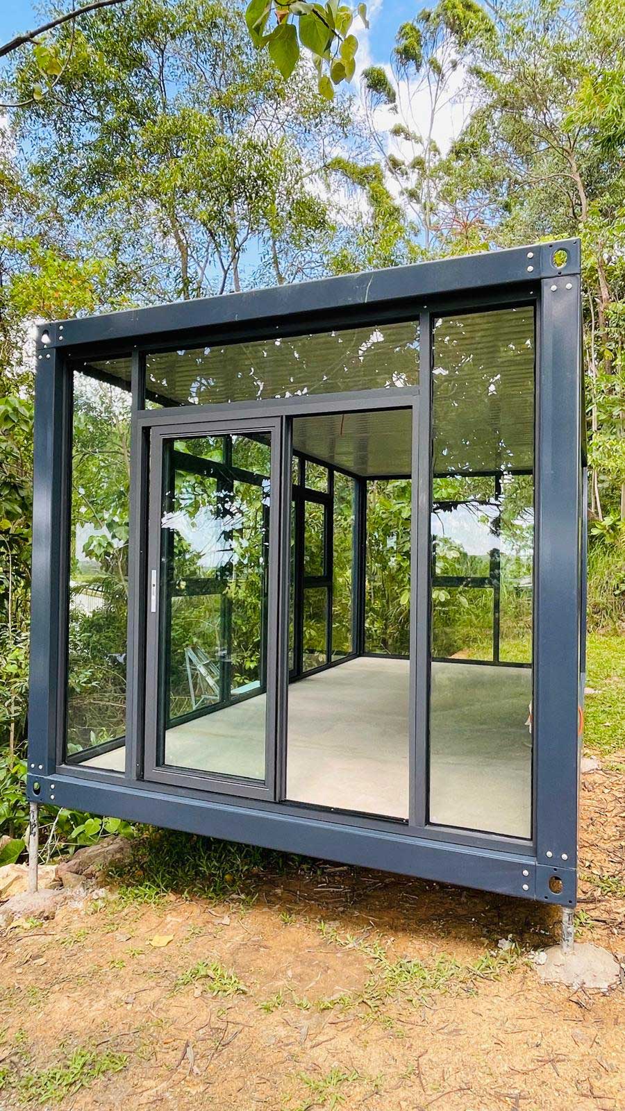 Home gym pod with glass sliding doors, Perth WA