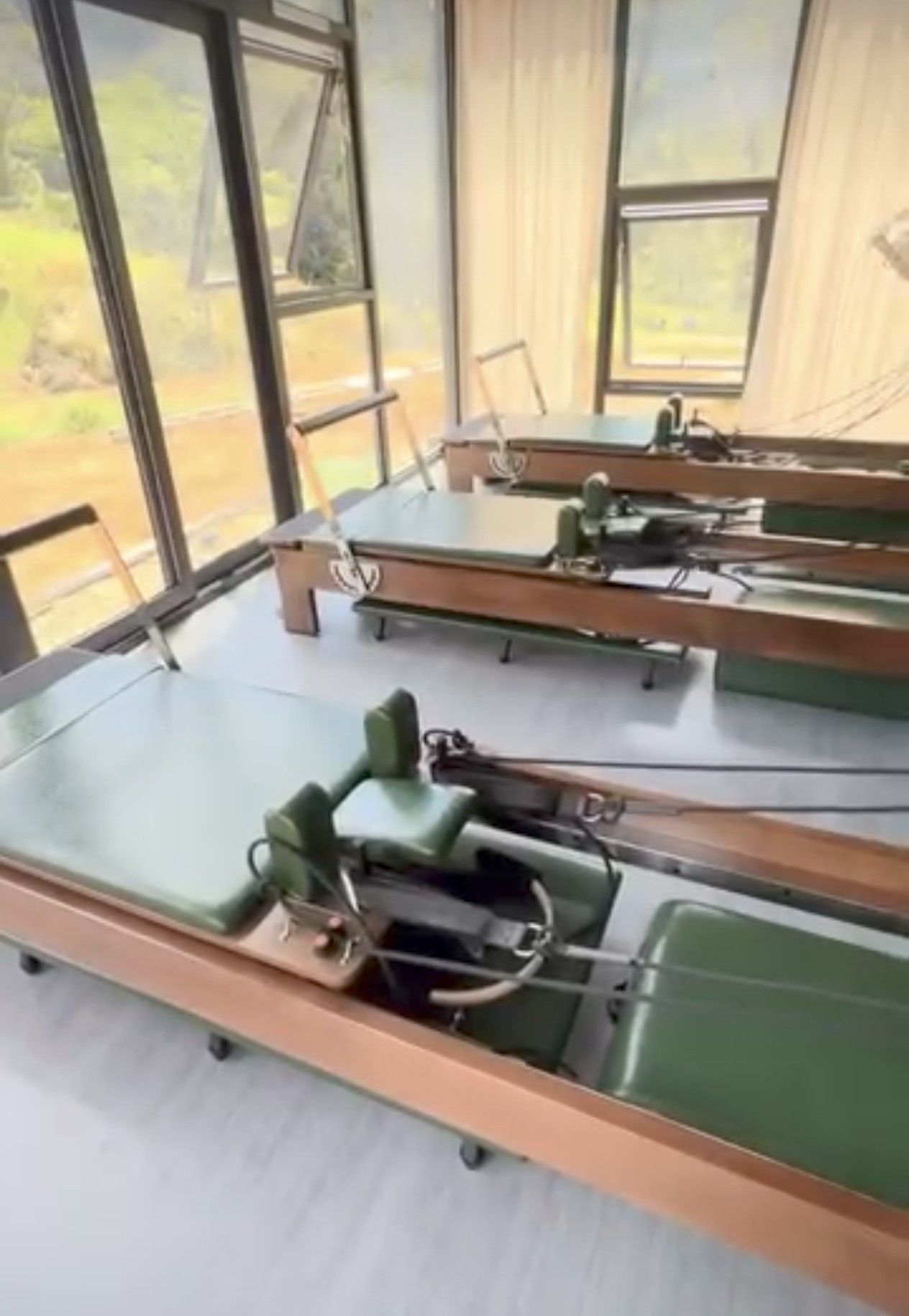 Pilates reformer studio inside a portable pod